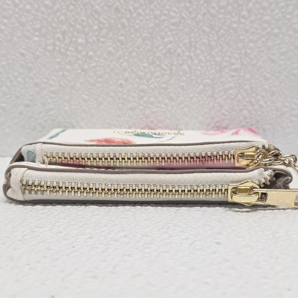 Nanette Lepore White Pink Floral Zip Change Purse Wallet